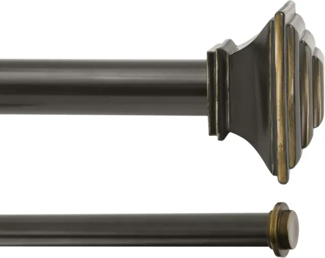 Mission Double Curtain Rod, 36-66", Oil Rubbed Bronze