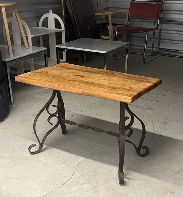 Vintage Rustic Wrought Iron Coffee Side Table Mexico