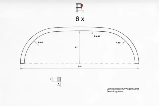 6x Leimholzbogen Bauwagen Rundsparren Dach Korb Wohn Anhänger Streben Tinyhaus