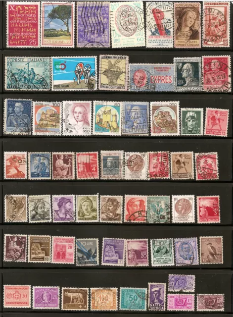 N°123 - beau lot de 57 timbres Italie - dont très anciens - oblitérés