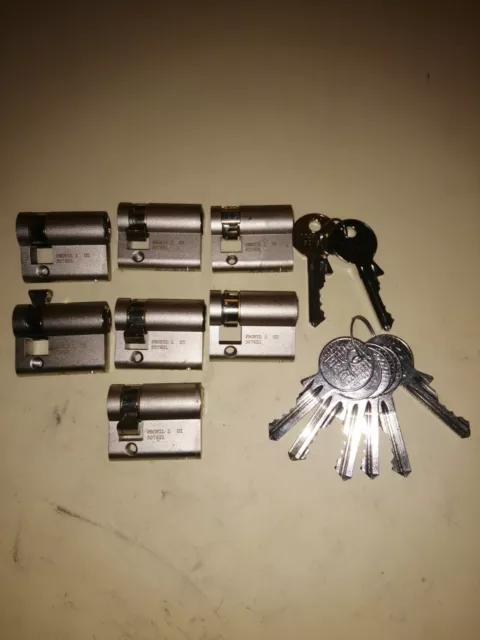 JOBLOT x7  +8 Keys in common Gege Half Euro Cylinder Lock 30/10 adjustable cam