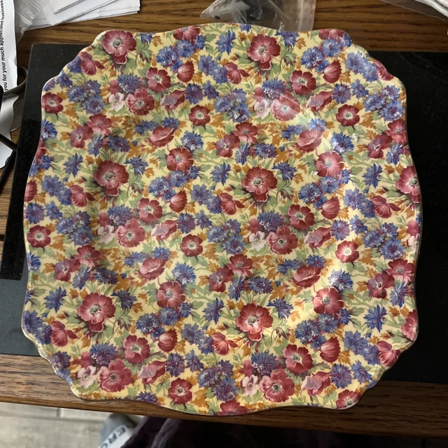 9.5" Royalty chintz ware Square plate, Royal Winton GRIMWADE'S