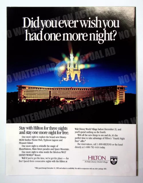 Walt Disney World Hilton Hotels 1989 Trade Print Magazine AD Poster ADVERT