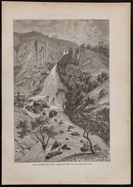 1867 - Cascade Di Davezout - Debra-Tabor - Incisione Antica - Etiopia - Tana