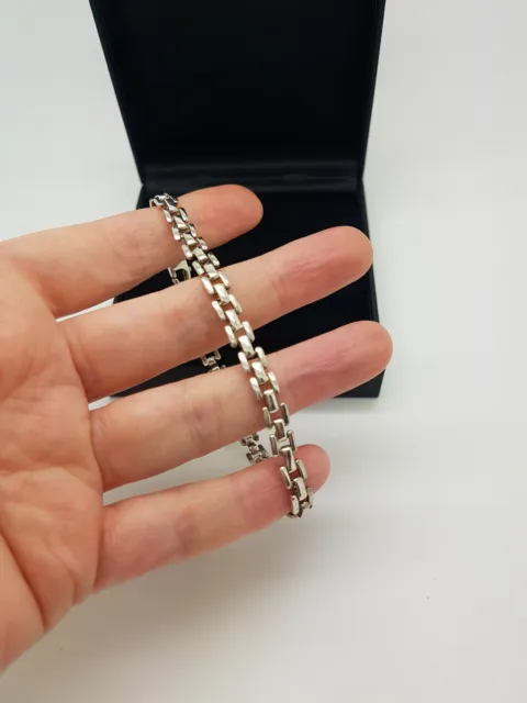 Stunning Sterling Silver Retro Square Chain Link 8" bracelet, Full Hallmarked
