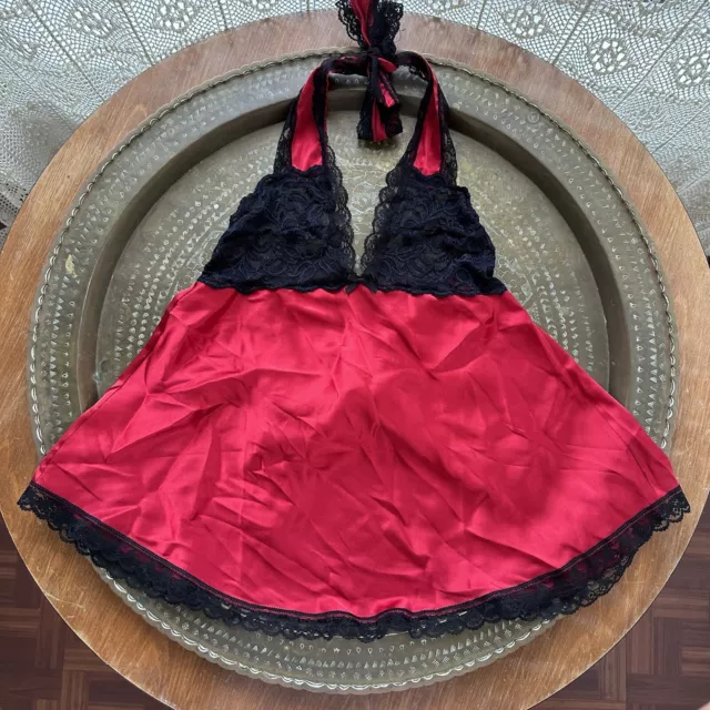 TORRID CURVE BABYDOLL Red Black Lace Chemise Nightie Lingerie Nightgown ...
