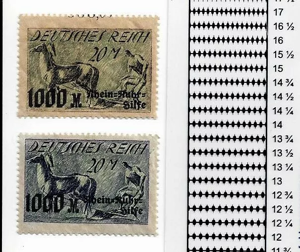 deux timbres Reich allemand inflation 1923, 20M 1000M 2