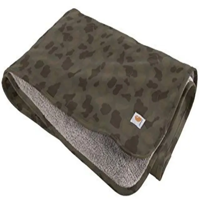 Carhartt Firm Duck Sherpa-Lined Throw Blanket, One Size, Tarmac Camo