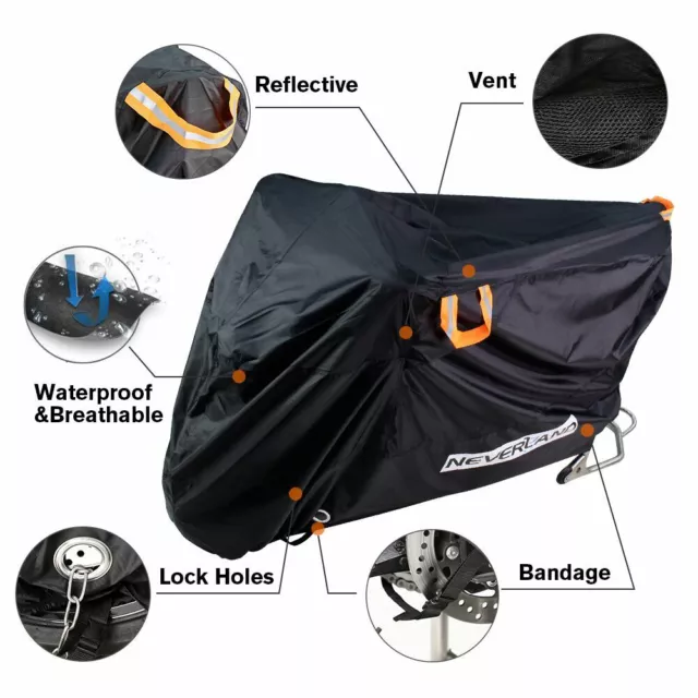 Motorrad Abdeckung XXL Motorradplane Abdeckplane Cover Wasserdicht Schneefest DE 2