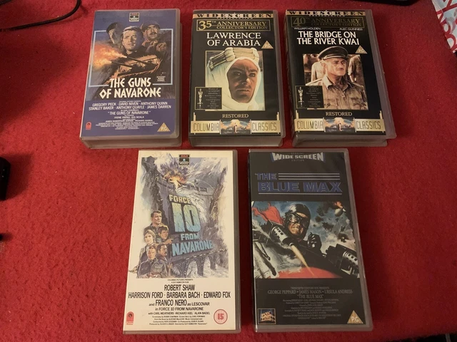 Classic War Film X 5 Vhs Video Set Guns Of Navarone Bridge On The River Kwai Etc