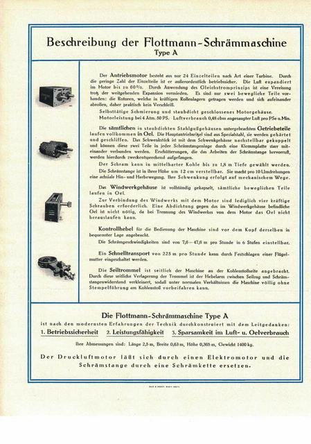 Bergbau-Werbeblatt 1925: Flottmann, Herne: Schrämmaschine 2