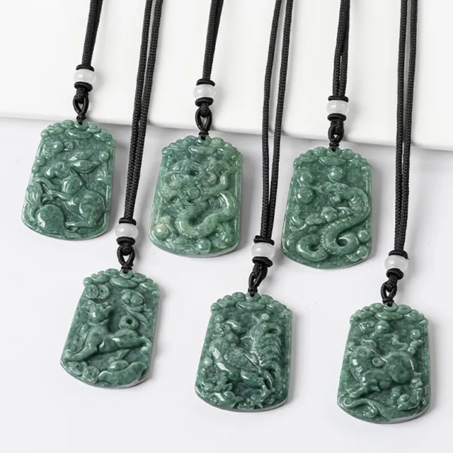 1pcs Natural Jade Pendant A Grade Twelve of Zodiac Rabbit Green Jadeite Pendant