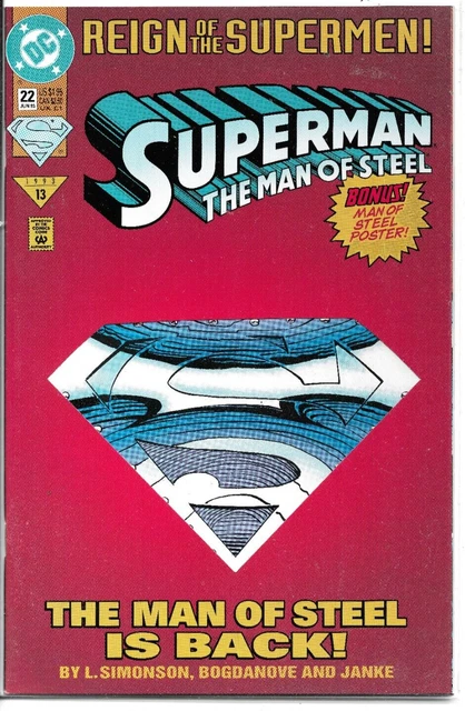 Superman the Man of Steel (DC 1993) LOT of 2: NM #22 (Die-Cut Cover) & #25