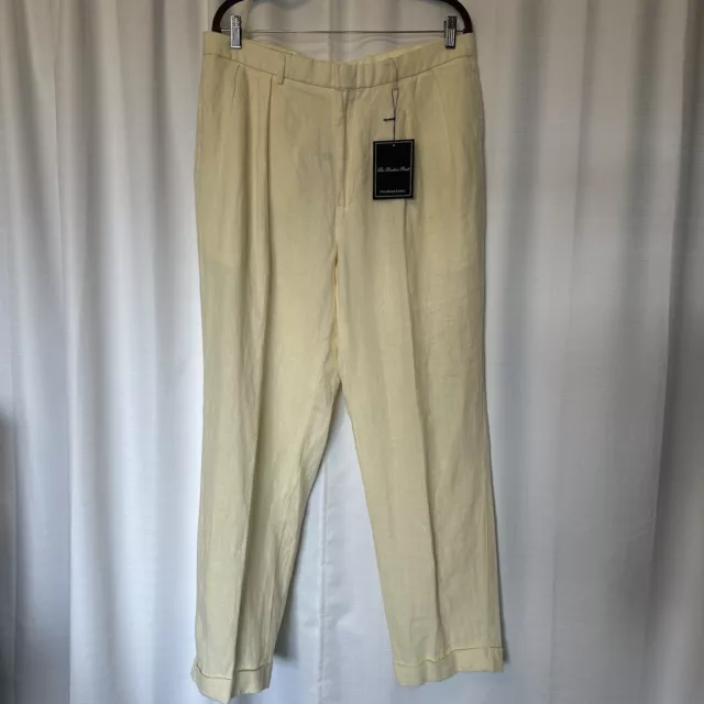 New NWT Vintage POLO RALPH LAUREN Linen Trouser Cuff Pants Cream Men's Sz 36x32