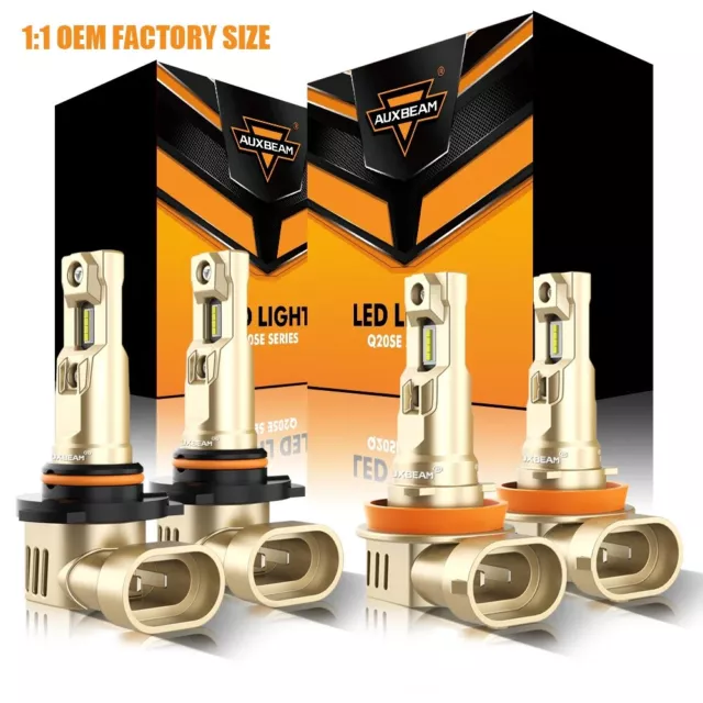 AUXBEAM 9005 H11 LED Headlight Bulb Kit High Low Beam Bright White CANBUS Q20-SE