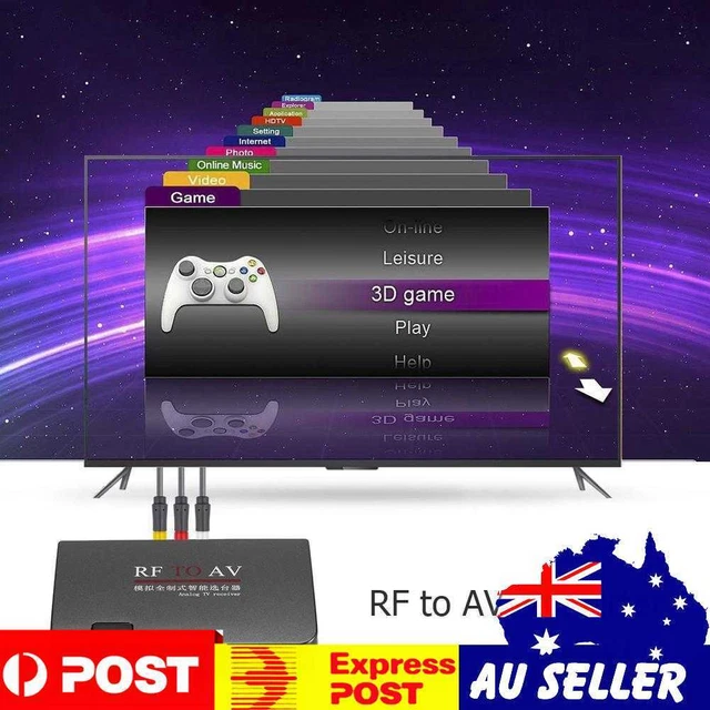 RF to AV Analog TV Receiver Converter Modulator Power Adapter w/AV Cable