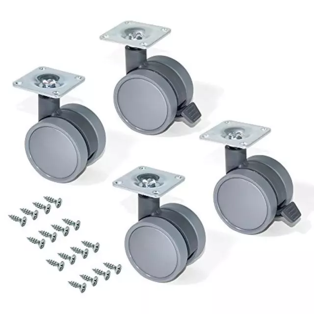 (TG. Diamètre 50mm) Emuca 2036421 Set di 4 Rotelle Pivotanti Grigie per Mobile