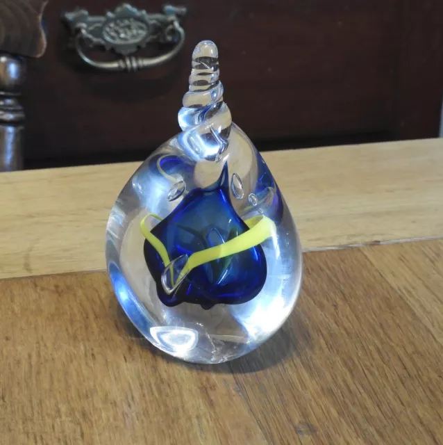 Adam Jablonski Art Glass Twisted Top Paperweight Signed A J