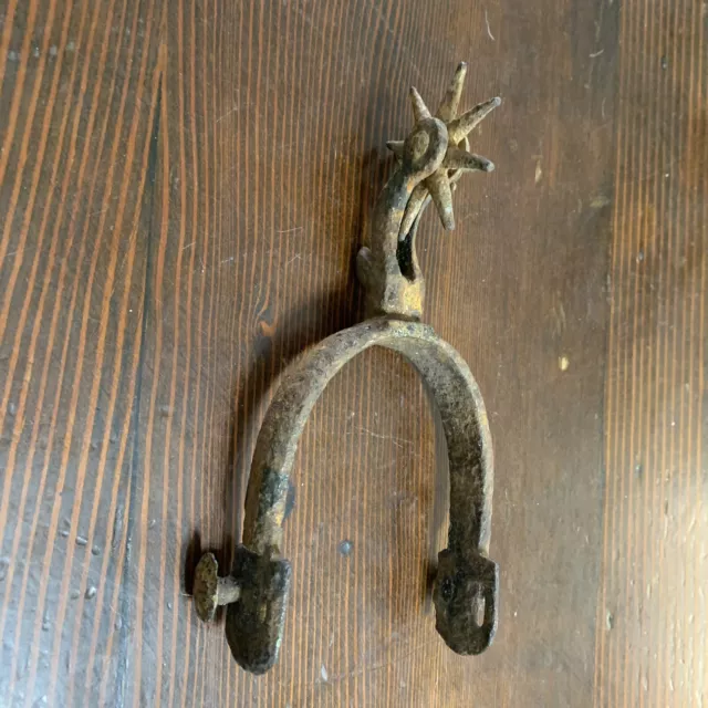 Vintage Spur Cowboy Spur 8 Point Rowels Unmarked Single Spur MUST SEE