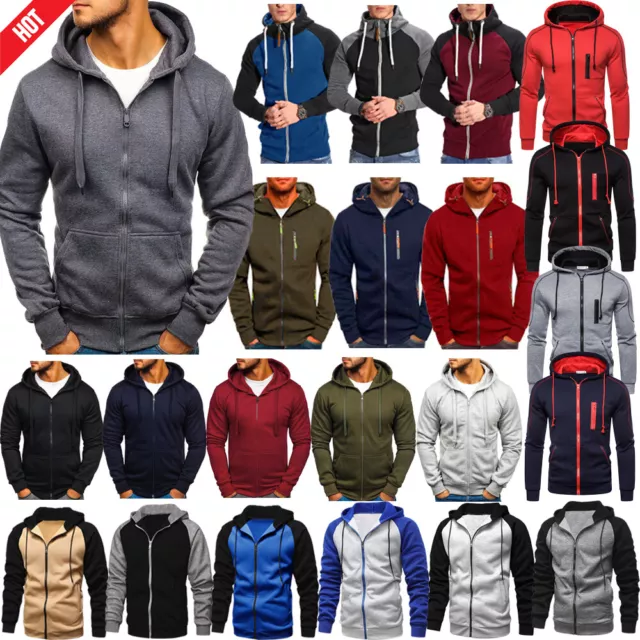 Men's Zip Up Hoodie Winter Sweatshirt Fleece Sherpa Warm Jacket Heavyweight USA☆