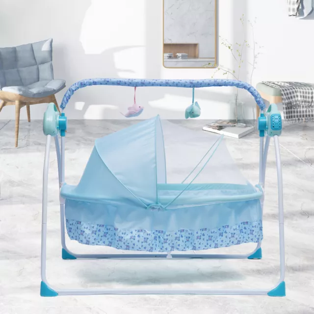 Elektrische Wiege Bett Automatische Schaukel Wippe Wiege Blau Neu