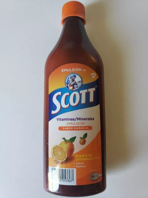 EMULSION DE SCOTT Sabor Naranja Vitaminas /Orange Flavor Scott Emulsion 369  ml $19.99 - PicClick