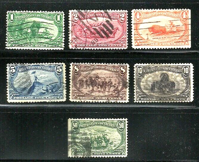US Scott #285-291 Trans-Mississippi Expo Set 1898, F/VF centering, sound stamps