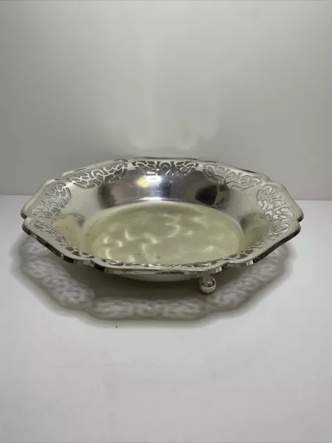 Vintage WMF Ikora Germany EP Brass Brushed Silver Plate Footed Bowl