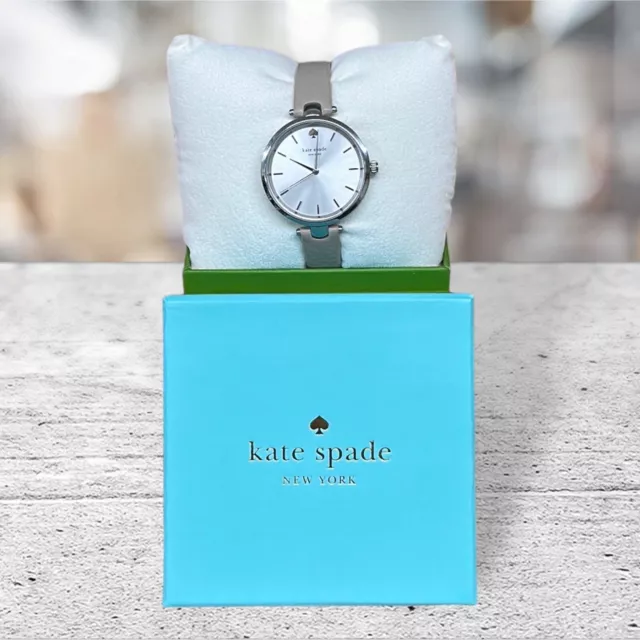 New Kate Spade "Watch Live Colorfully" New York #0813 Silver Face w/Gray Band