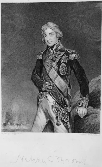 BRITISH NAVY HORATIO NELSON VISCOUNT DUKE BRONTE ~ 1835 Art Print Engraving RARE