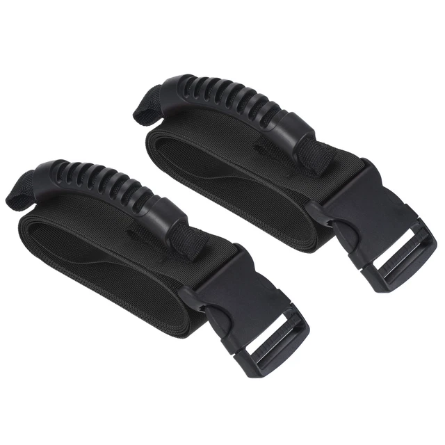 Carrying Strap with Handle, 2 Pack Adjustable Nylon Belt for Moving Boxes, Black