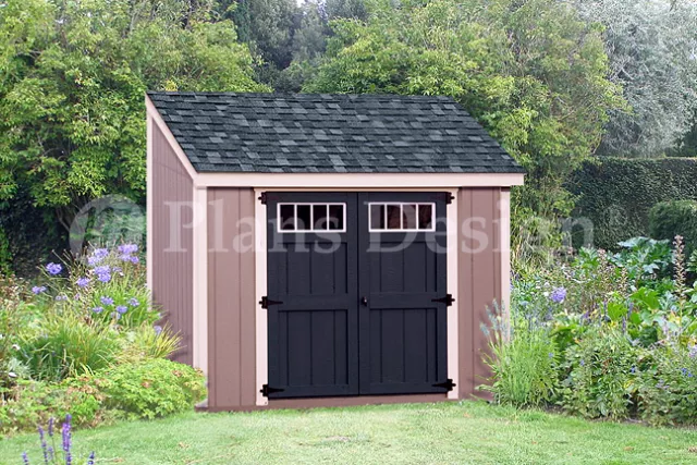 Shed Plans, 6' x 8' Backyard Storage,  Lean To Roof Style Design # D0608L