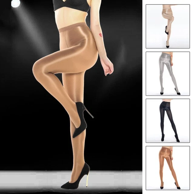 Women High Waist Glitter Shimmer Pantyhose Shiny Sheer Glossy Tights Stockings