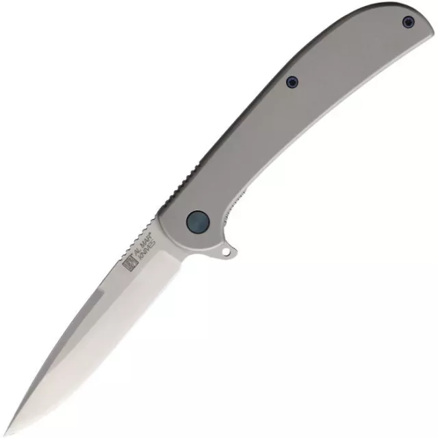 Al Mar Ultra Thin Framelock Folding Knife Satin SS Handle Plain Edge Satin 4118