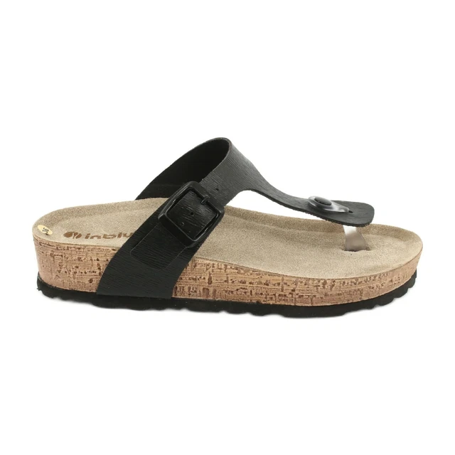 Pantuflas Abiertas Para Mujer Inblu DI-68 - Hebilla Ajustable, Tacón De Cuña 3 Cm, Plantilla De Corcho