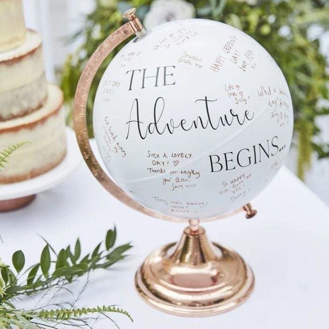 Globo de Oro Rosa - Libro de visitas alternativa La aventura comienza globo boda deseo