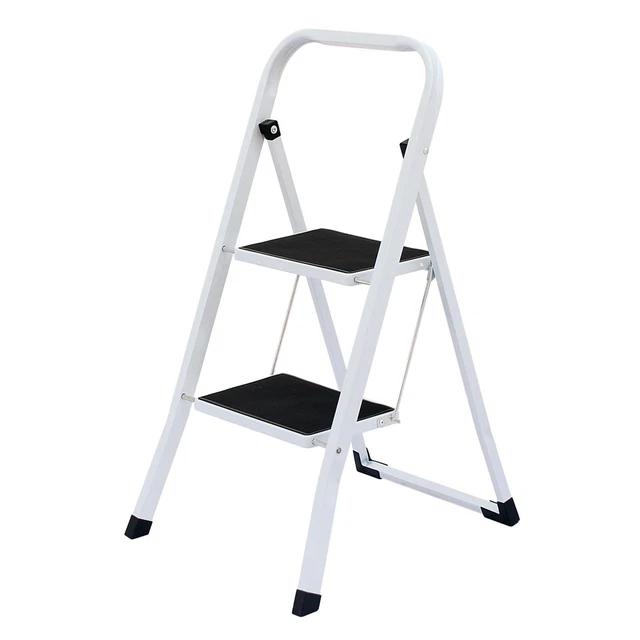 NEW! FOLDABLE 2 Step Ladder Stepladder Non Slip Tread Safety Steel Step ...