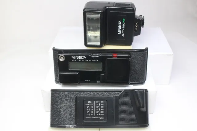 Lot of 3 Minolta Multi Function and Nomal Film Back 280PX Flash for X-700 X700