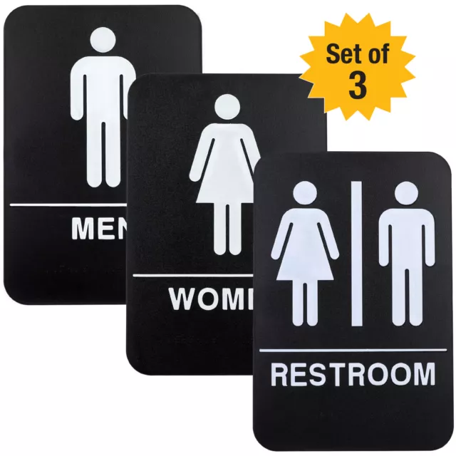 Plastic Restroom Sign with Braille (ADA Compliant),  - 6"x9", Men, Women, Unisex