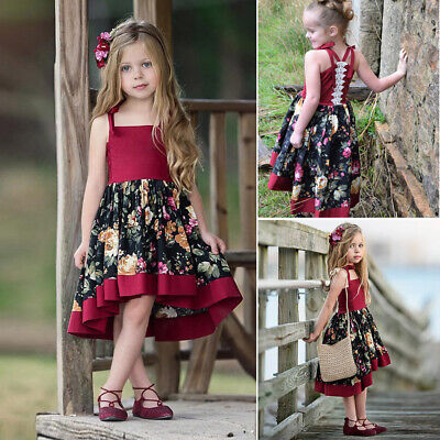 Toddler Kids Baby Girls Clothes Halter Irregular Skirts Outfits Princess Dress