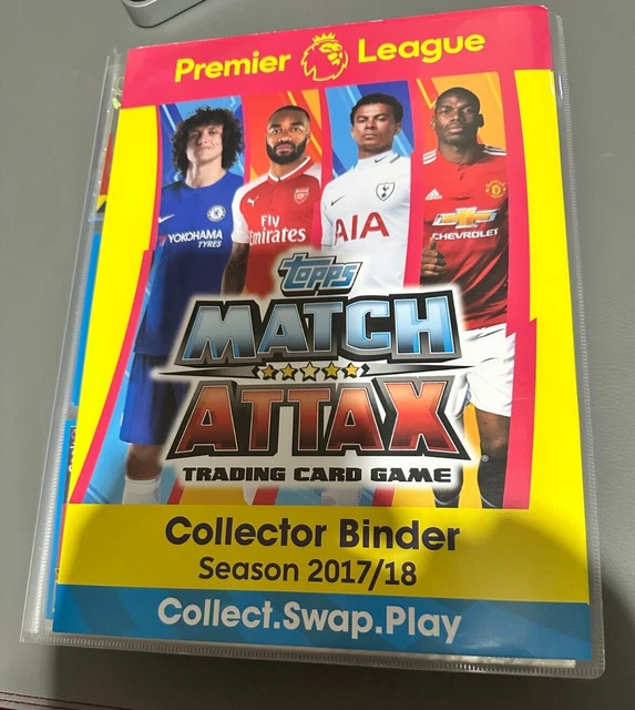 17-18 Topps Match Attax Trading Card Binder with 338 Cards - No Dupes