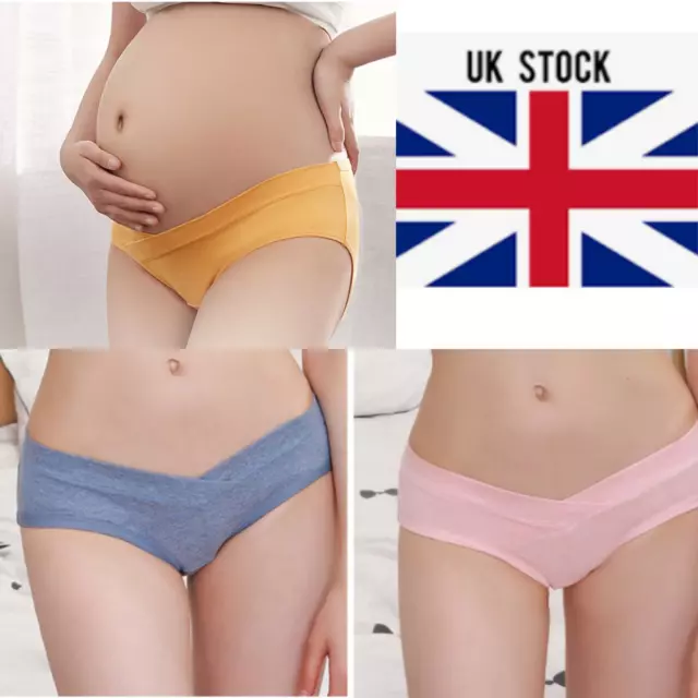 Maternity Knickers Pregnant Under Bump Breathable Soft Cotton  Low Waist Panties 2