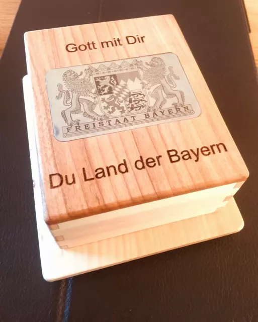 Bayern Butterdose NEU Holz Zirbe Kirsche 🍒Edelstahl Wappen Holzdose 250 gr