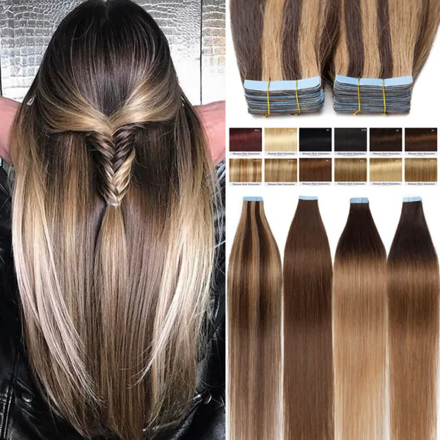 Unsichtbar Tape In / On 100% Echthaar Remy Hair Extensions Haarverlängerung 200G