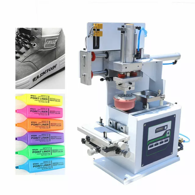 Pneumatic Printer Pad Printing Machine w/ Sealed Ink Cups Fit Clothes Plastic US