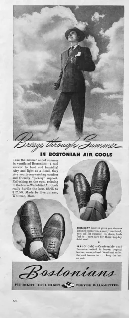 Vtg 1945 Print Ad Bostonians Shoes Spring Fashion World War 2 Retro Gift Decor