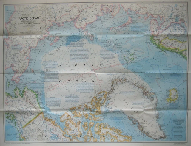 MAP NORTH POLE Alaska Arctic Greenland Canada Amundsen Peary Byrd
