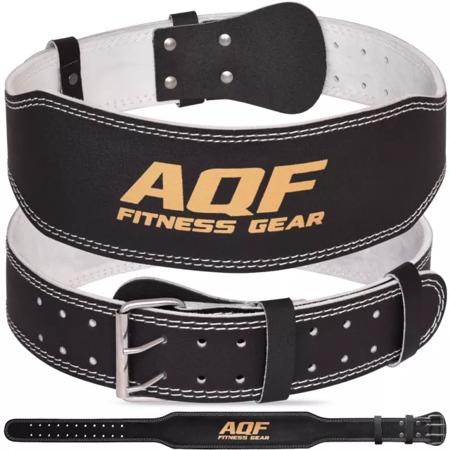 AQF Weight Lifting 4" Leather Belt Back Support Strap Gym Power Training Fitness