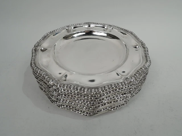 Odiot Plates Antique Belle Epoque Classical Dinner Armorial French 950 Silver