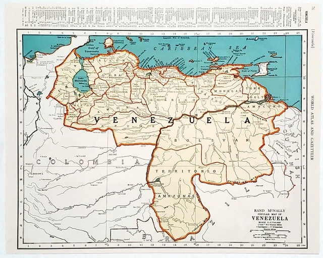 1939 Venezuela Map Caracas Guayana City Maracay San Cristobal Bolivar Amazonas